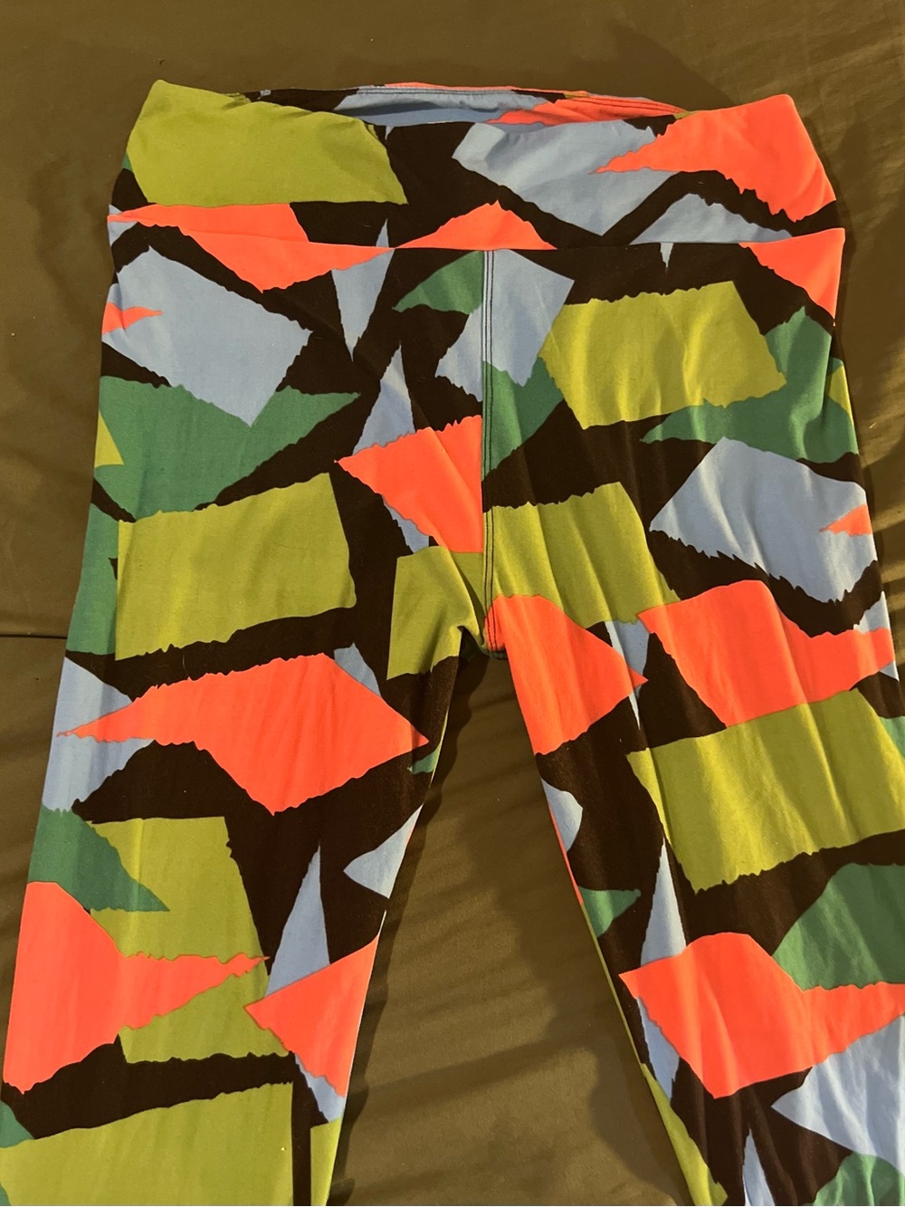 Tall and Curvy LuLaRoe Womens Multi Color Geometric Elastic Waist Leggings
